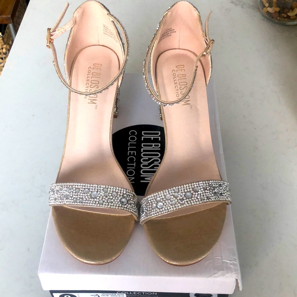 Sparkly block heel wedding heels